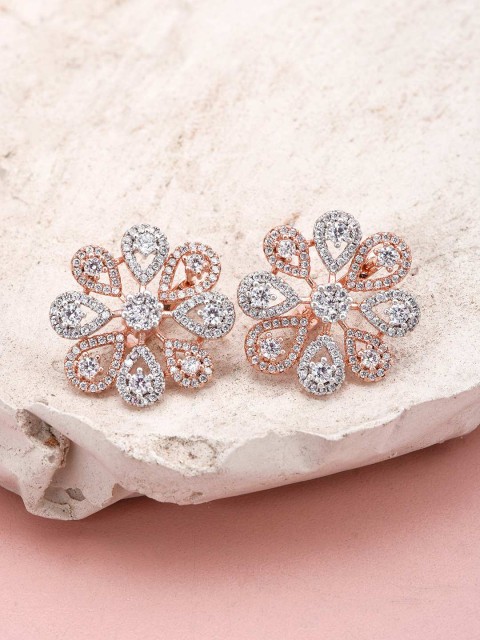 

Tistabene White & Rose Gold-Plated Contemporary Studs Earrings
