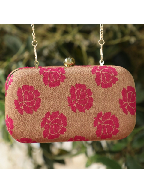

TRINK Pink & Beige Textured Box Clutch