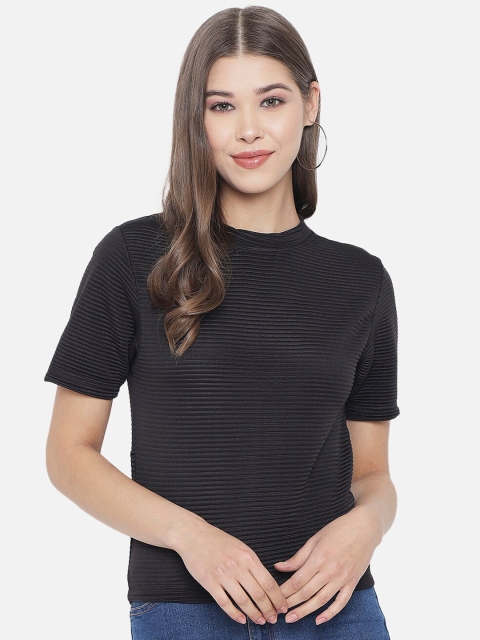 

Yuvraah Women Black Self-Striped Top