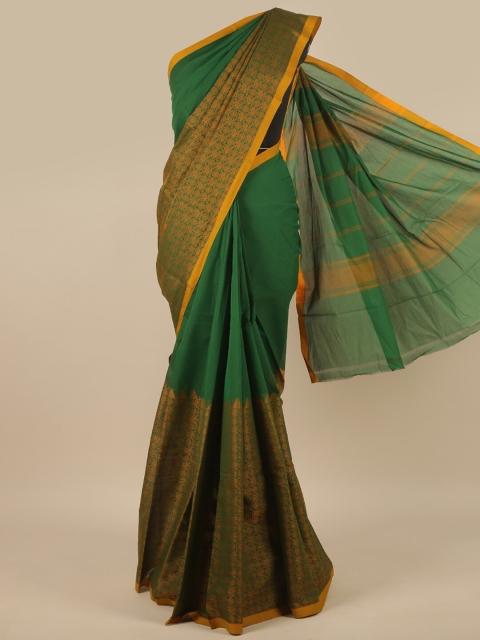 

Pothys Green & Gold-Toned Woven Design Pure Cotton Chettinad Saree