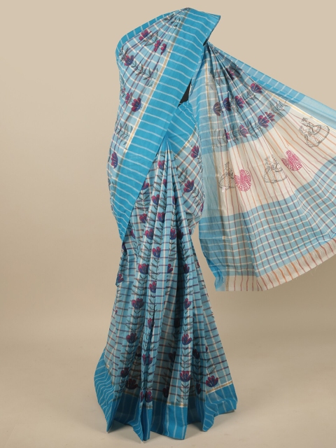 

Pothys Blue & Red Ethnic Motifs Zari Pure Cotton Saree