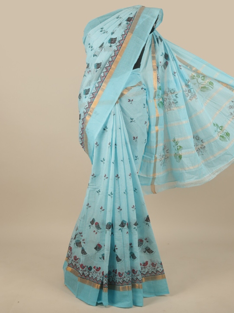 

Pothys Blue & Red Floral Zari Pure Cotton Saree