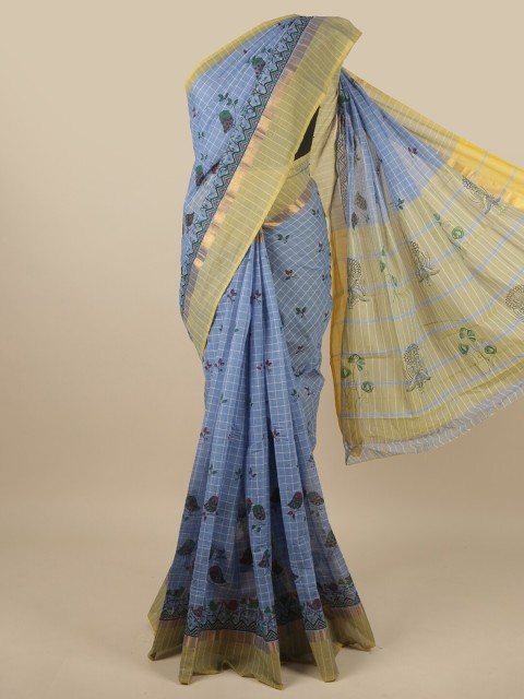 

Pothys Blue & Green Ethnic Motifs Zari Pure Cotton Saree