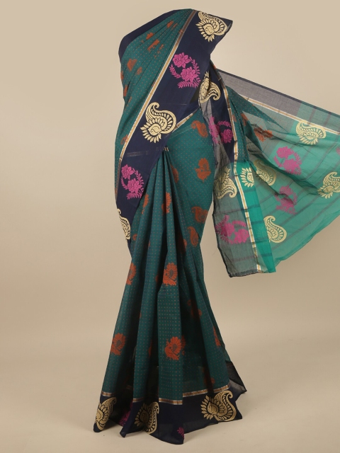 

Pothys Green & Magenta Floral Printed Pure Cotton Saree