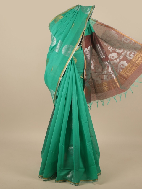 

Pothys Women Green Silk Cotton Saree With Zari Details