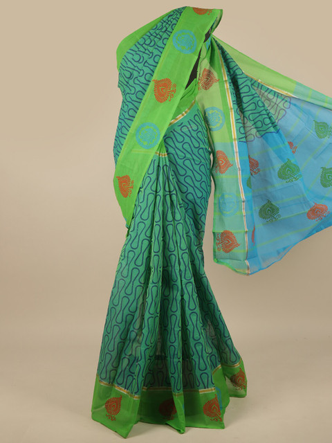 

Pothys Green & Red Pure Cotton Saree