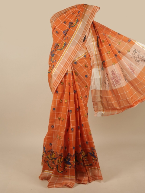 

Pothys Women Orange Ethnic Motifs Printed Pure Cotton Saree