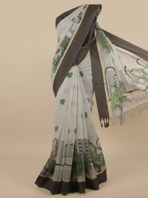 

Pothys Green & Grey Ethnic Motifs Zari Pure Cotton Saree