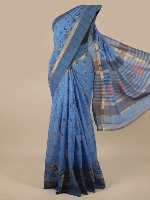 

Pothys Blue & Yellow Ethnic Motifs Zari Pure Cotton Saree