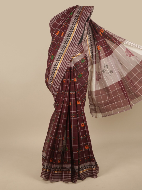 

Pothys Maroon & Green Checked Pure Cotton Saree