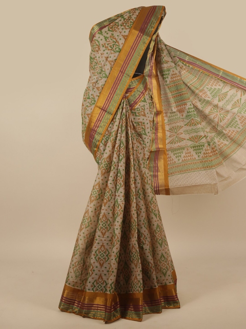

Pothys Grey & Orange Zari Pure Cotton Saree