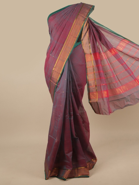 

Pothys Burgundy & Green Woven Design Zari Pure Cotton Saree