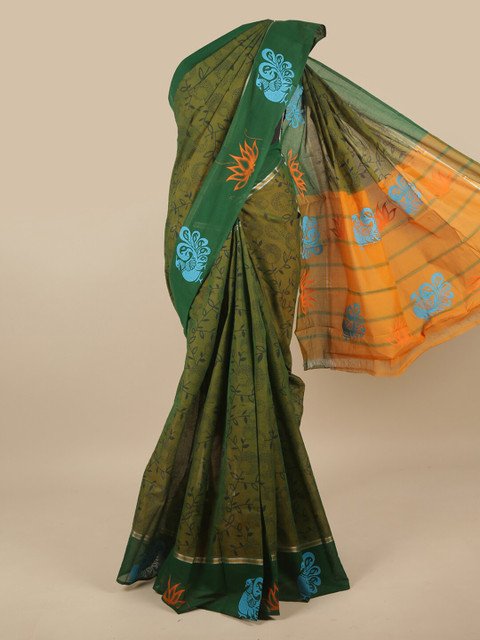 

Pothys Green & Blue Ethnic Motifs Pure Cotton Saree