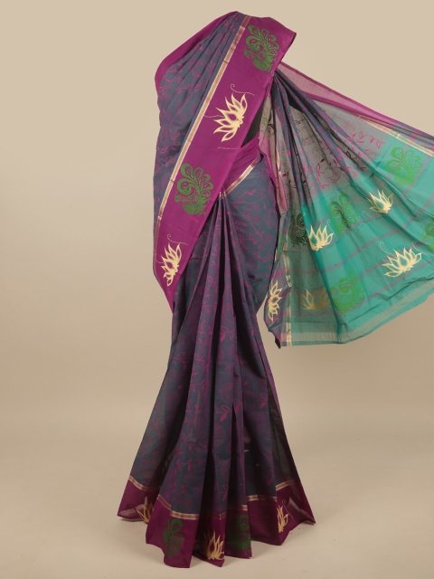 

Pothys Grey & Magenta Ethnic Motifs Printed Pure Cotton Saree