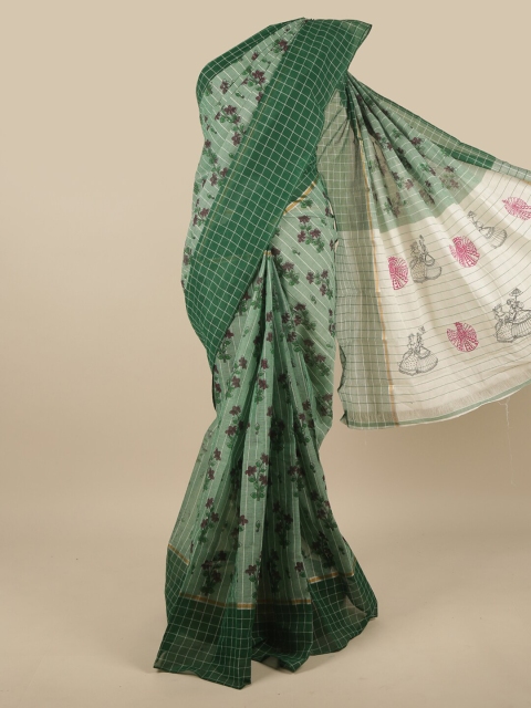 

Pothys Green & Pink Floral Printed Pure Cotton Saree