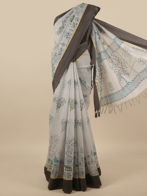 

Pothys Grey Floral Printed Pure Cotton Saree