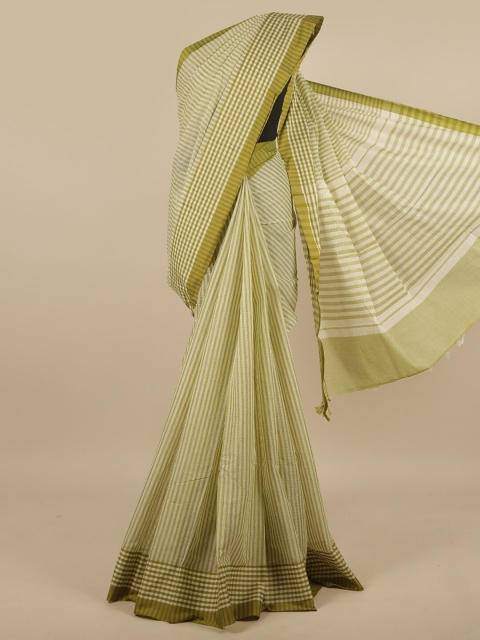 

Pothys Green & White Checked Pure Cotton Saree