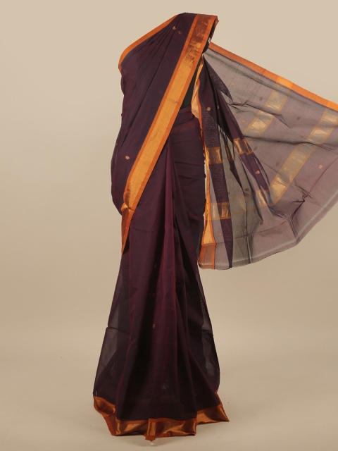 

Pothys Maroon & Gold-Toned Ethnic Motifs Zari Pure Cotton Venkatgiri Saree