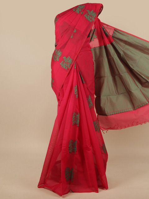 

Pothys Magenta & Green Ethnic Motifs Silk Cotton Saree
