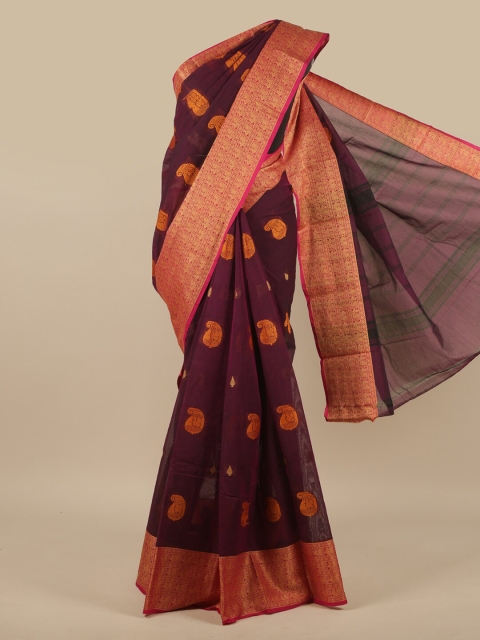 

Pothys Women Maroon Woven design Pure Cotton Saree