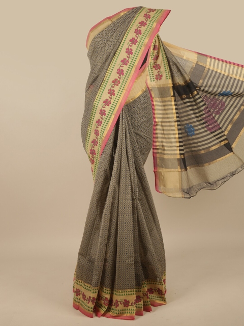 

Pothys Grey Printed Woven design Pure Cotton Saree