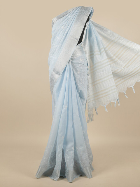 

Pothys Blue Floral Pure Cotton Saree