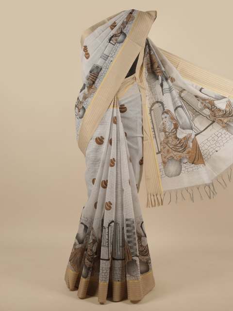 

Pothys Women Grey Pure Abstract Figure Printed Pure Cotton Saree