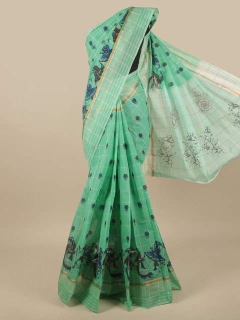 

Pothys Women Green Floral Printed Pure Cotton Saree