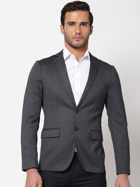 

AD By Arvind Men Grey Solid Single-Breasted Formal Blazer