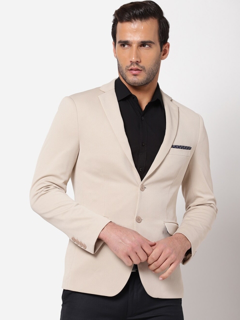 

AD By Arvind Men Beige Solid Single-Breasted Formal Blazer