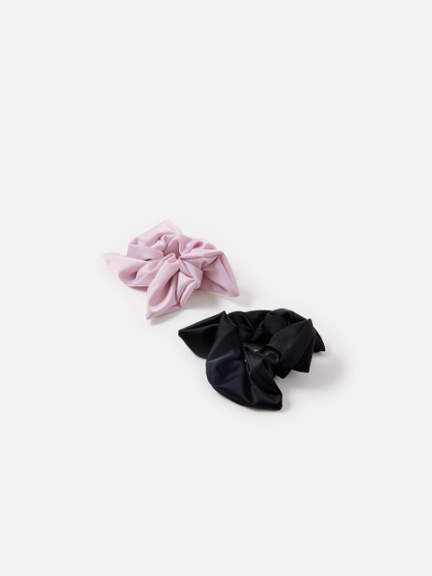 

Accessorize London Women's Black Pink Pack Of 2 Satin Scrunchies