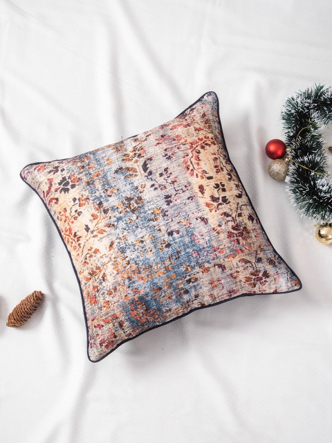 

nestroots Grey & Orange Floral Square Cushion Covers