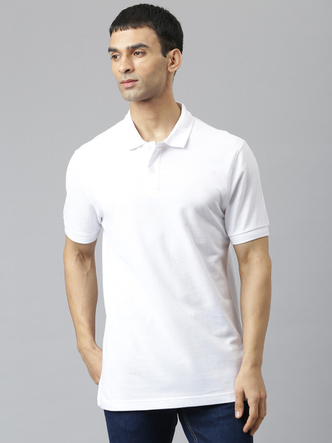 

Marks & Spencer Men White Polo Collar Cotton T-shirt