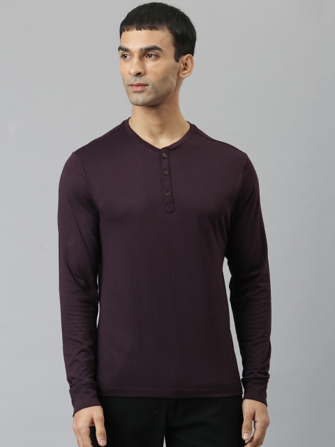 

Marks & Spencer Men Purple Henley Neck T-shirt