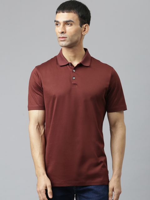 

Marks & Spencer Men Burgundy Polo Collar Cotton T-shirt
