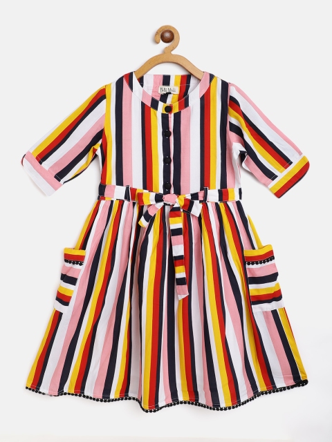 

Bella Moda Pink & Navy Blue Casual Striped Dress