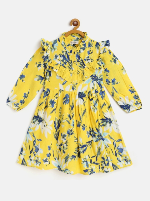 

Bella Moda Yellow & Blue Floral Dress