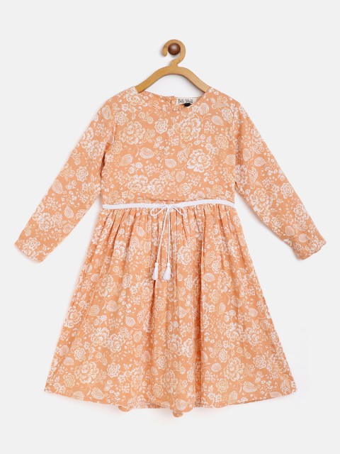 

Bella Moda Girls Peach-Coloured & Off White Floral Print Dress