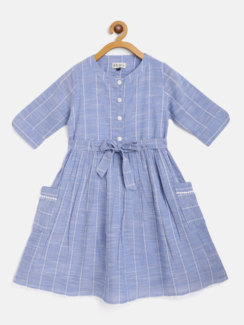 

Bella Moda Girls Striped Fit & Flair Casual Dress, Blue