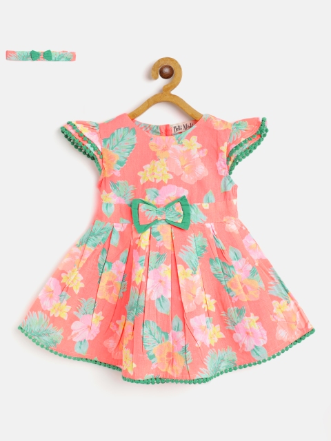 

Bella Moda Girls Coral & Yellow Floral Print Dress