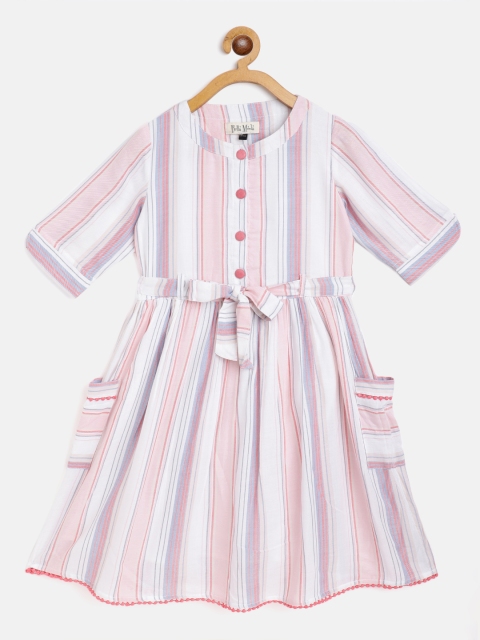 

Bella Moda Girls Pink & White Striped Dress