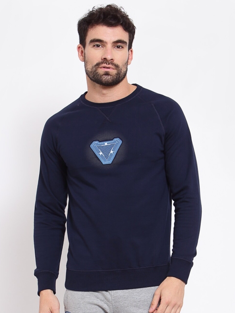 

SPORTO Men Navy Blue Iron Man Arc Reactor Print Detail Sweatshirt