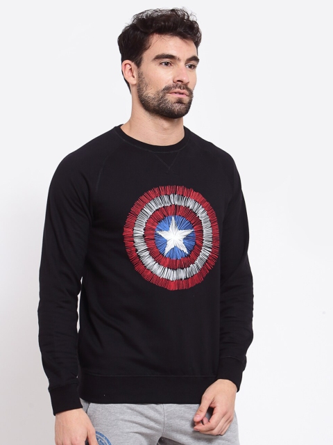 

SPORTO Men Black & Red Captain America Shield Print Sweatshirt