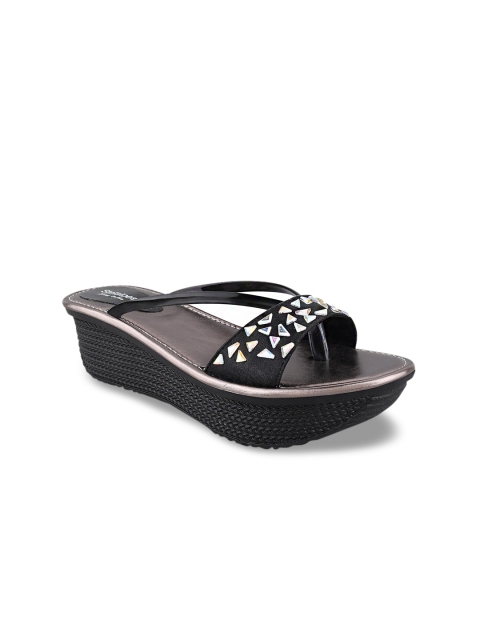 

Stelatoes Women Black & White Embellished Ethnic Platform Heels