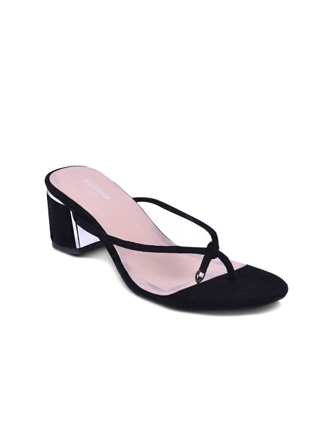 

Stelatoes Black Suede Western-Embellished Block Sandals