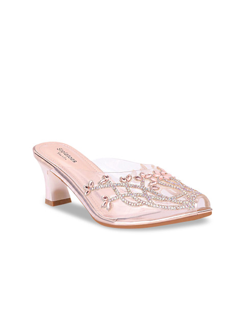 

Stelatoes Champagne Embellished Party Block Peep Toes