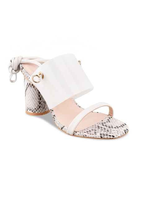 

Stelatoes Off White Embellished PU Party Block Sandals