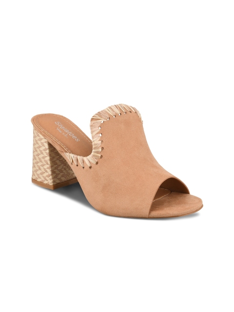 

Stelatoes Women Beige & Cream-Coloured Block Sandals