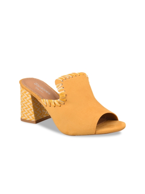 

Stelatoes Yellow Block Peep Toes with Laser Cuts