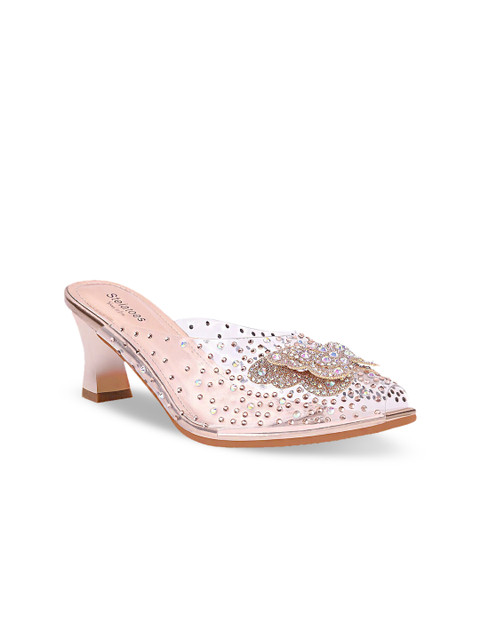 

Stelatoes Women Champagne & Pink Embellished Party Block Heels